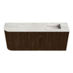 Mondiaz JOYA-DLUX 101.6cm meuble de salle de bains - arrondi gauche couleur Walnut - Vasque FAYE position Droite Sans trou de robinet couleur Ostra. SW1422640