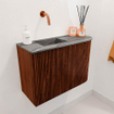 Mondiaz JOYA-DLUX 61.6cm toiletmeubel - ronding rechts kleur Ruby - Wastafel FAYE positie Links Zonder kraangat kleur Sombra. SW1425701