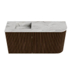 Mondiaz JOYA-DLUX 81.6cm toiletmeubel - ronding rechts kleur Walnut - Wastafel FAYE positie Links 1 kraangat kleur Glace. SW1422402