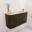Mondiaz JOYA-DLUX Meuble de salle de bains 71,6cm - arrondi gauche couleur Shadow - Lavabo FAYE position Droite 1 trou de robinet couleur Frappe. SW1422696