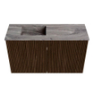 Mondiaz JOYA-DLUX 70cm toiletmeubel - kleur Walnut - Wastafel FAYE positie Links Zonder kraangat kleur Sombra. SW1424720