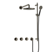 Hotbath Cobber IBS70 Ensemble de douche de tête encastré - bras mural 38,5 cm - douche de tête ronde 20 cm - douchette 3 jets - barre de douche - fer vieilli SW677622