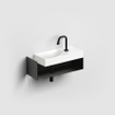Clou Mini Wash Me Open Kast - 53x19x17.5cm - rechts - met handdoekhouder - zwart SW928527