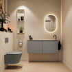 MONDIAZ TURE-DLUX Meuble toilette - 120cm - Smoke - EDEN - vasque Ostra - position droite - 1 trou de robinet SW1105226