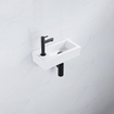 FugaFlow Efficiente Pietra Ensemble de fontaine - 37,5x18,5x9cm - céramique - trou de robinet à gauche - robinet de fontaine noir mat - bouchon de vidange - siphon abaissé - Blanc brillant SW1442303