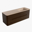 Mondiaz CIRO-DLUX Badkamermeubelset - 140x45x50cm - Solid surface wastafel Saba - 1 wasbak Rechts - zonder kraangaten - 4 lades - Walnut SW1530694