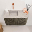 Mondiaz JOYA-DLUX 61.6cm toiletmeubel - ronding rechts kleur Shadow - Wastafel FAYE positie Links Zonder kraangat kleur Glace. SW1422765