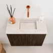 Mondiaz JOYA-DLUX 50cm toiletmeubel - kleur Walnut - Wastafel FAYE positie Rechts Zonder kraangat kleur Ostra. SW1422602