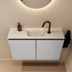 MONDIAZ TURE-DLUX Meuble toilette - 80cm - Plata - EDEN - vasque Ostra - position centrale - 1 trou de robinet SW1105029