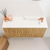 Mondiaz JOYA 80cm toiletmeubel - kleur Oak - Wastafel FAYE positie Rechts 1 kraangat kleur Talc. SW1421109