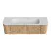 MONDIAZ KURVE-DLUX 150cm Meuble salle de bain avec module 25 G et D - couleur Oak - 1 tiroir - 2 portes - vasque BIG MEDIUM centre - sans trou de robinet - couleur Opalo SW1137564