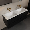 Mondiaz AIVY Ensemble de meuble - 120x45x50cm - 0 trous de robinet - 2 vasques talc Solid surface - Gauche et droite - 2 tiroirs - sans miroir - MDF Urban SW892311