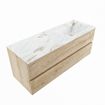 MONDIAZ VICA-DLUX Ensemble meuble de salle de bains - 130cm - meuble bas Washed oak - 2 tiroirs - lavabo encastré cloud à droite - 1 trou de robinet - version hauteur 60cm - frappe SW1088818