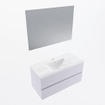 Mondiaz VICA ensemble de meuble de salle de bain - 100cm - meuble sous-vasque cale - 2 tiroirs - lavabo denia milieu - 1 trou de robinet - couleur Blanc Brillant - miroir LED - version XL 60cm de haut SW1091910