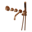 Brauer Copper Carving Badkraan Inbouw - douchegarnituur - 20cm uitloop - inbouwdeel - 3 carving knoppen - handdouche staaf 1 stand - PVD - geborsteld koper SW715728