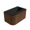 MONDIAZ KURVE 75cm Meuble salle de bain avec module 25 G - couleur Walnut - 1 tiroir - 1 porte - vasque GRUNNE droite - sans trous de robinet - Urban SW1138441