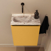 MONDIAZ TURE-DLUX Meuble toilette - 40cm - Ocher - EDEN - vasque Glace - position gauche - sans trou de robinet SW1103381