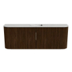 Mondiaz JOYA-DLUX 113.2cm toiletmeubel - ronding links en rechts kleur Walnut - Wastafel FAYE positie Midden Zonder kraangat kleur Opalo. SW1422561
