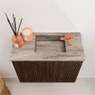 Mondiaz JOYA-DLUX 50cm toiletmeubel - kleur Walnut - Wastafel FAYE positie Rechts 1 kraangat kleur Oza. SW1424546