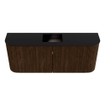 Mondiaz JOYA 103.2cm meuble de salle de bains - arrondis gauche et droite couleur Walnut - Vasque FAYE position Milieu Sans trou de robinet couleur Urban. SW1421415