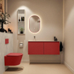 MONDIAZ TURE-DLUX Meuble toilette - 120cm - Fire - EDEN - vasque Opalo - position gauche - sans trou de robinet SW1104297