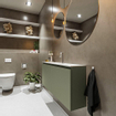 MONDIAZ TURE Kit lave-mains - 120x23x50cm - 1 trou de robinet - 2 portes - armée mate - Lavabo centré - Acrylique Blanc SW475019