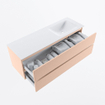 MONDIAZ VICA Ensemble meuble de salle de bains - 140cm - meuble bas rosee - 2 tiroirs - lavabo cloud à droite - sans trous de robinet - version haute 60cm - talc SW1083505