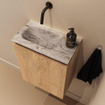 MONDIAZ TURE-DLUX Meuble toilette - 40cm - Washed Oak - EDEN - vasque Glace - position gauche - sans trou de robinet SW1103576