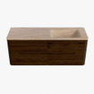 Mondiaz CIRO-DLUX Badkamermeubelset - 130x45x50cm - Solid surface wastafel Saba - 1 wasbak Rechts - 1 kraangat - 4 lades - Walnut SW1530696