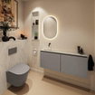 MONDIAZ TURE-DLUX Meuble toilette - 120cm - Smoke - EDEN - vasque Opalo - position gauche - sans trou de robinet SW1104640