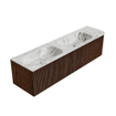 MONDIAZ KURVE-DLUX 175cm Meuble salle de bain avec module 25 D - couleur Walnut - 2 tiroirs - 1 porte - vasque STOR SMALL double / gauche - 2 trous de robinet - couleur Glace SW1138117