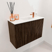 Mondiaz JOYA 60cm toiletmeubel - kleur Walnut - Wastafel FAYE positie Midden 1 kraangat kleur Talc. SW1421256