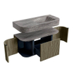 MONDIAZ THOR-DLUX 100cm meuble de salle de bains arrondi gauche + droite couleur Shadow avec 1 tiroir et 2 portes. Vasque suspendue CLOUD droite sans trou de robinet couleur Oza. SW1467547