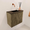 Mondiaz JOYA 51.6cm meuble de salle de bains - arrondi droit couleur Dusk - Vasque FAYE position Gauche Sans trou de robinet couleur Urban. SW1421676