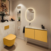 MONDIAZ TURE-DLUX meuble WC 100 cm Ocher. EDEN lavabo Ostra position gauche. Sans trou de robinet. SW1104955