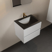 Mondiaz AIVY Ensemble de meuble - 60x45x50cm - 1 trou de robinet - 1 vasque Urban Solid surface - Centre - 2 tiroirs - avec miroir - MDF Talc SW892451