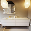 Mondiaz VICA-DLUX ensemble de meuble de salle de bain - 200cm - meuble sous-vasque talc - 4 tiroirs - lavabo encastré cloud gauche - 1 trou de robinet - version haute de 60cm - frape SW1088592
