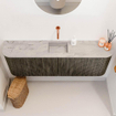 Mondiaz JOYA-DLUX Meuble de toilette 123,2cm - arrondis gauche et droite couleur Shadow - Vasque FAYE position Milieu Sans trou de robinet couleur Glace SW1422809
