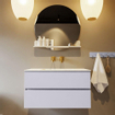 Mondiaz VICA-DLUX ensemble de meuble de salle de bain - 90cm - meuble sous-vasque cale - 2 tiroirs - lavabo encastré cloud milieu - sans trous de robinet - version haute de 60cm - opalo SW1087992