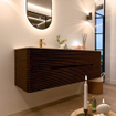 Mondiaz CIRO-DLUX Badkamermeubelset - 150x45x50cm - Solid surface wastafel Meli - 1 wasbak Links - 1 kraangat - 4 lades - Walnut SW1530519