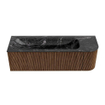 MONDIAZ KURVE-DLUX 145cm Meuble salle de bain avec module 25 D - couleur Walnut - 1 tiroir - 1 porte - vasque BIG LARGE gauche - 2 trous de robinet - couleur Lava SW1137254