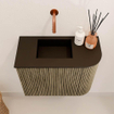 Mondiaz JOYA 51.6cm meuble de salle de bains - arrondi droit couleur Dusk - Vasque FAYE position Gauche Sans trou de robinet couleur Urban. SW1421676