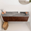 Mondiaz JOYA-DLUX 111.6cm toiletmeubel - ronding links kleur Ruby - Wastafel FAYE positie Rechts 1 kraangat kleur Sombra. SW1425703