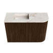 Mondiaz JOYA-DLUX 61.6cm toiletmeubel - ronding rechts kleur Walnut - Wastafel FAYE positie Links 1 kraangat kleur Frappe. SW1422290