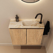 MONDIAZ TURE-DLUX Meuble toilette - 60cm - Washed Oak - EDEN - vasque Frappe - position droite - 1 trou de robinet SW1103083