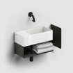 Clou New Flush Open Kast - 44x18x21.2cm - links - met handdoekhouder - zwart SW928526