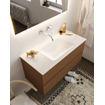 MONDIAZ VICA Ensemble de meuble salle de bain - 100cm - 2 tiroirs - lavabo Cloud au centre - 0 trous de robinet - solid surface rouille SW411198
