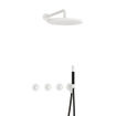 Hotbath Cobber IBS70 Regendoucheset inbouw - 38.5cm wandarm - 30cm ronde hoofddouche - staafhanddouche - wit mat SW678184
