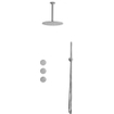 Fortifura Nebbio Ensemble de douche pluie - robinet encastré - élément encastré - coude de raccordement mural - flexible de douche en métal - douchette bâton - bras de plafond 20cm - douche de tête 30cm - inox brossé PVD SW1447120
