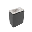 MONDIAZ TURE-DLUX Meuble toilette - 40cm - Dark Grey - EDEN - vasque Glace - position gauche - 1 trou de robinet SW1105174